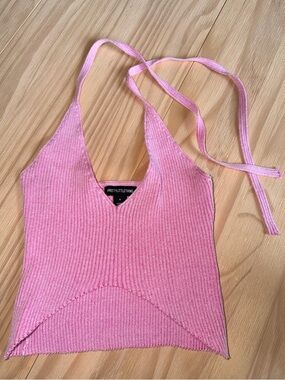 PRETTYLITTLETHING Pink Ribbed Top